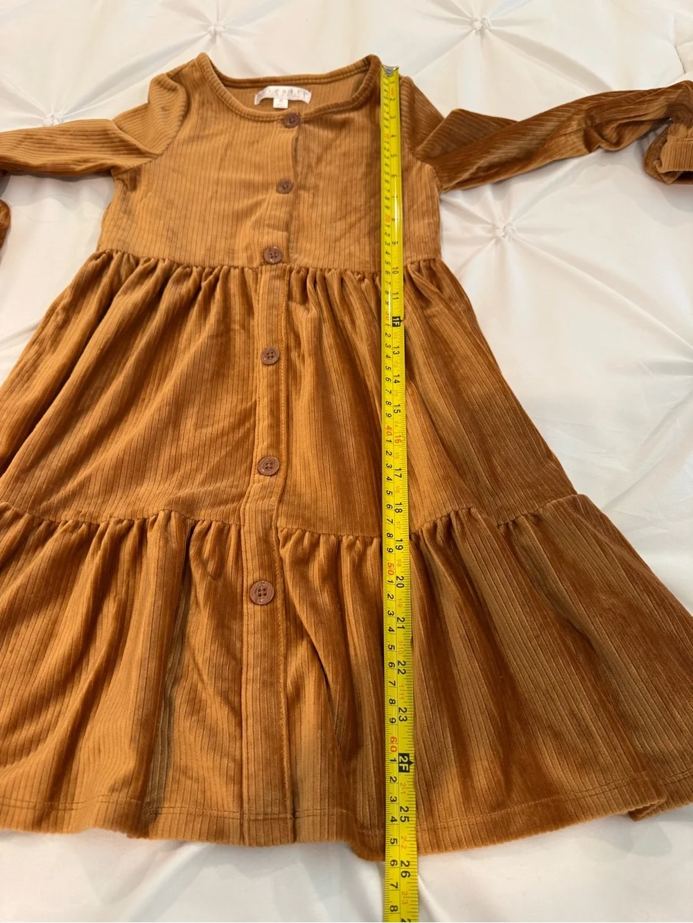 Kids 6T Biscotti Collezioni Brown Corduroy Tiered Button-Front Dress Kids Size 6